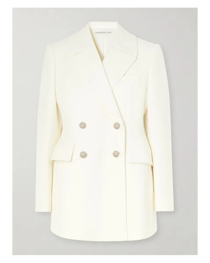 Alessandra Rich Doppelreihiger Blazer Aus Wolle - Weiß Weiß