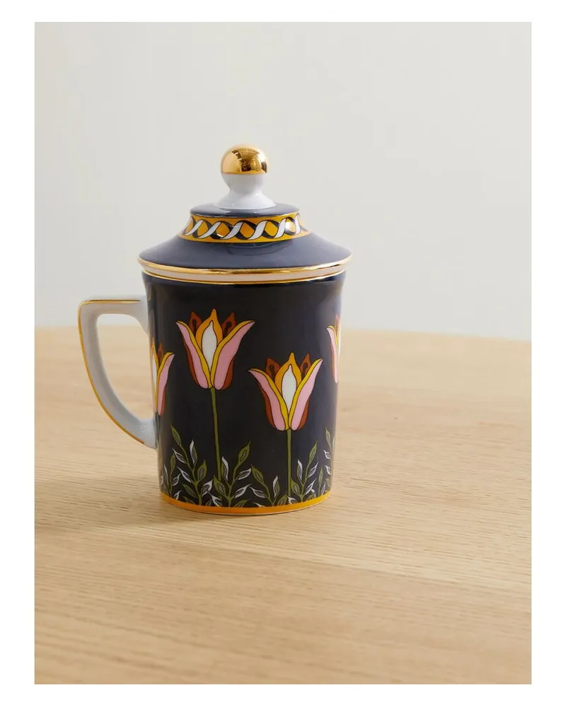 La DoubleJ Tasse Aus Porzellan Mit Vergoldeten Details - Blau Blau