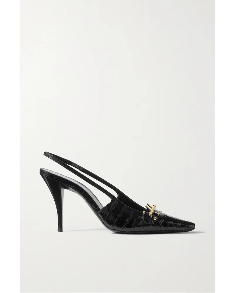 Saint Laurent Blade Slingback-pumps aus Leder Schwarz