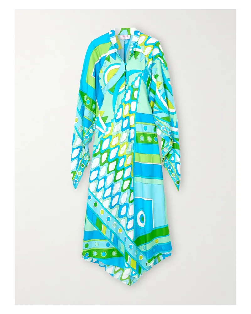 Emilio Pucci Kaftan aus Bedrucktem Seiden-twill Blau