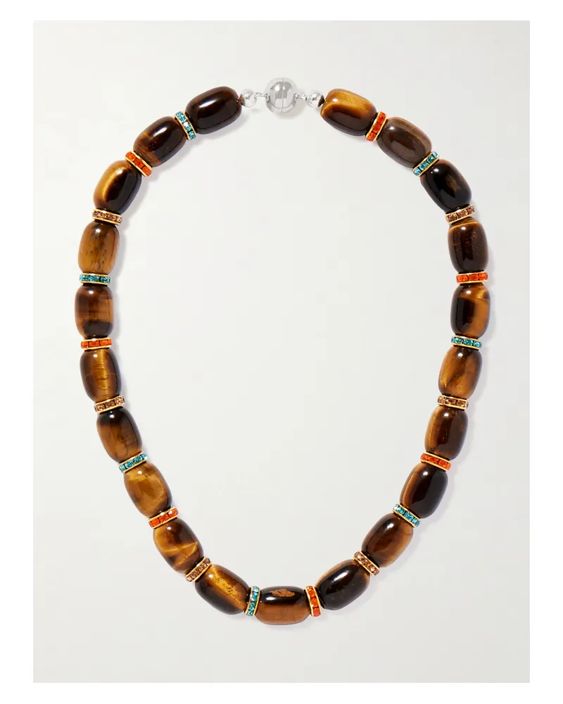JULIETTA Donna Gold-tone Tiger's Eye And Crystal Necklace - Brown Brown