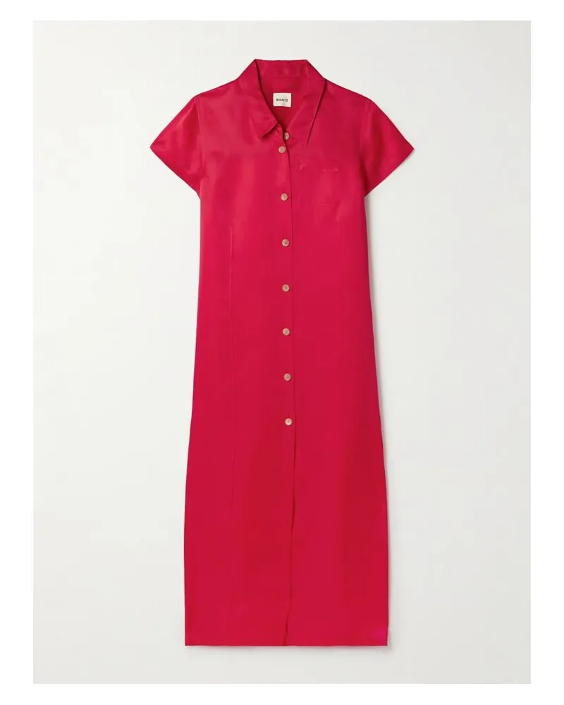 KHAITE Effy Maxi-hemdblusenkleid Aus Organza Aus Einer Seiden-baumwollmischung - Rot Rot