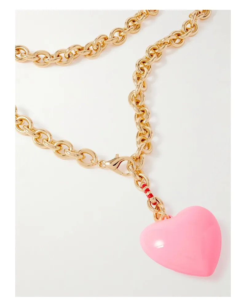 Roxanne Assoulin The Puffy Heart Goldfarbene Kette Mit Emaille Gold