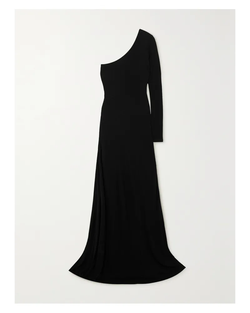 STAUD Serena Asymmetrische Robe Aus Stretch-jersey - Schwarz Schwarz