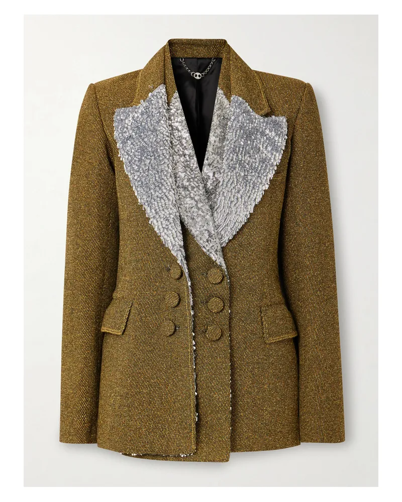 Paco Rabanne Mehrlagiger Blazer Aus Bouclé-twill Aus Einer Wollmischung Mit Verzierungen - Gelb Gelb