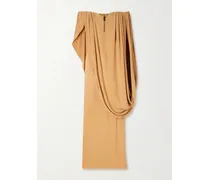 Off-the-shoulder Cape-effect Draped Crepe-jersey Gown - Orange