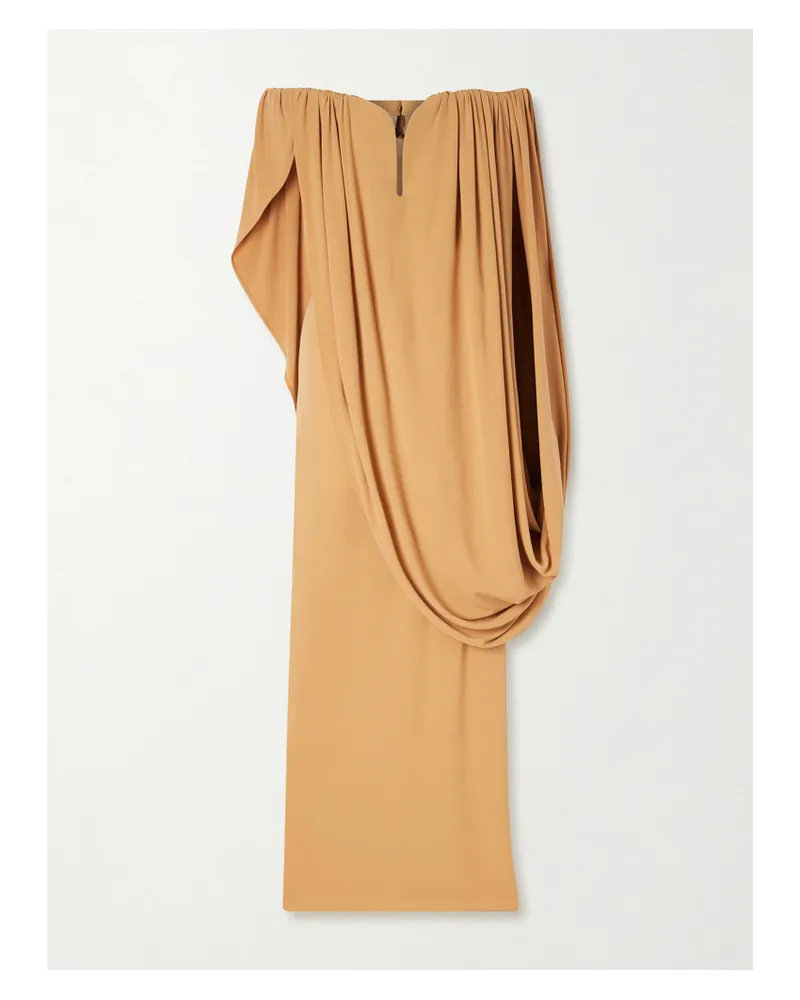 Stella McCartney Off-the-shoulder Cape-effect Draped Crepe-jersey Gown - Orange Orange
