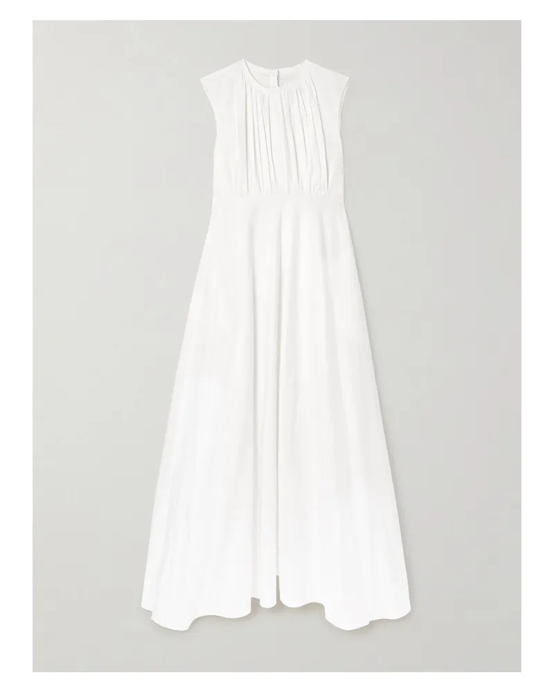 Jil Sander Maxikleid Aus Baumwollpopeline Mit Raffung Und Falten - Weiß Weiß