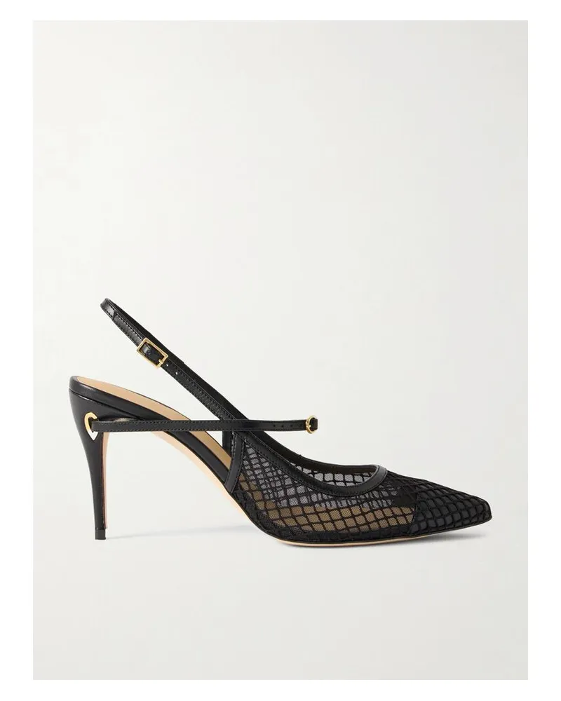 Jennifer Chamandi Edoardo 85 Slingback-pumps Aus Mesh Mit Lacklederbesätzen - Schwarz Schwarz