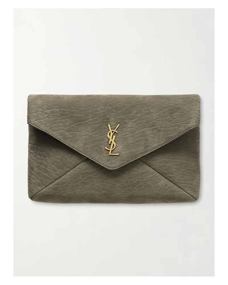 Saint Laurent Cassandre Large Textured-nubuck Clutch - Unknown Unknown