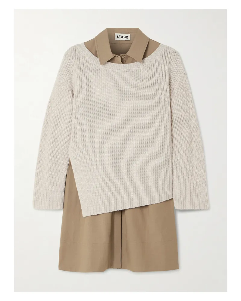 STAUD Dane Mehrlagiges Minikleid Aus Twill Und Einer Wollmischung - Elfenbein Elfenbein
