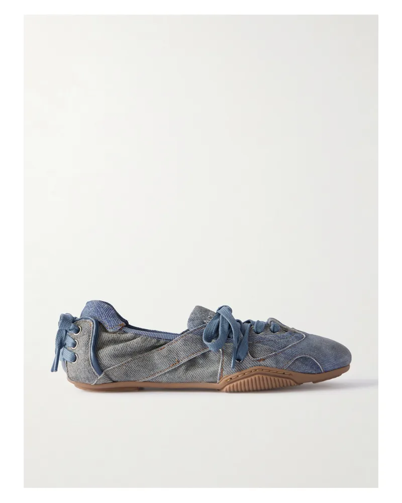 Acne Studios Bilaria Ballerinas Aus Denim Mit Logoprint - Blau Blau