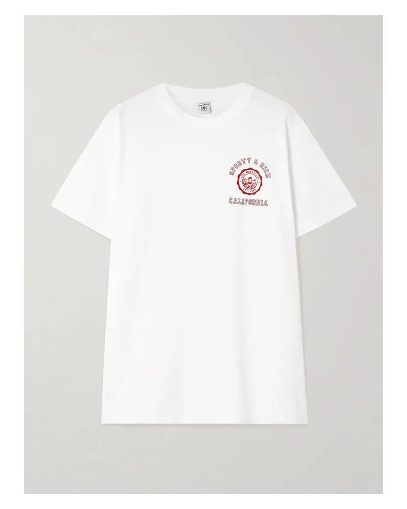 SPORTY & RICH California T-shirt Aus Baumwoll-jersey Mit Print - Weiß Weiß