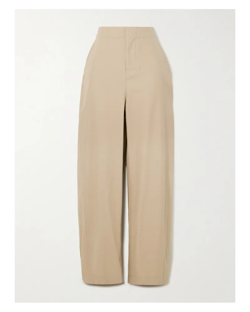 Bottega Veneta Cotton-twill Barrel-leg Pants - Neutrals Neutrals