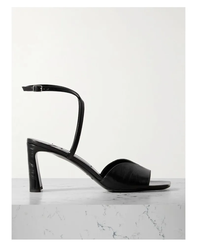 Jimmy Choo Karli 75 Sandalen Aus Strukturiertem Leder - Schwarz Schwarz