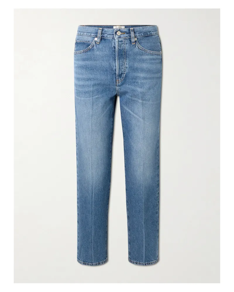 Frame Denim The Vertical Crop Hoch Sitzende Jeans Mit Geradem Bein - Blau Blau