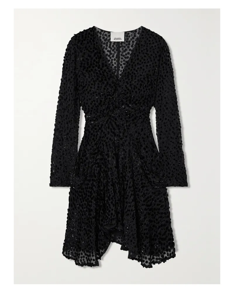 Isabel Marant Usmara Minikleid Aus Devoré-samt In Metallic-optik - Schwarz Schwarz