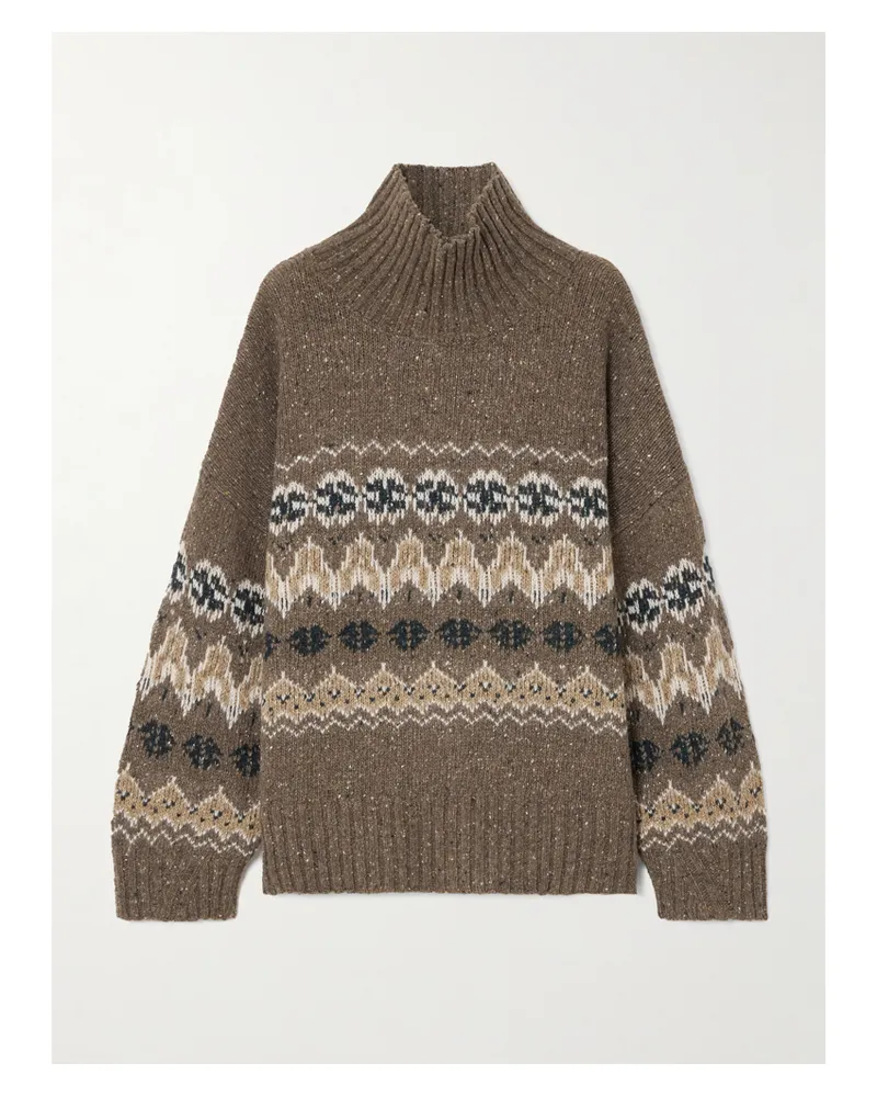 Altuzarra Cecie Stehkragenpullover Aus Einer Wollmischung Mit Fair-isle-muster - Braun Braun