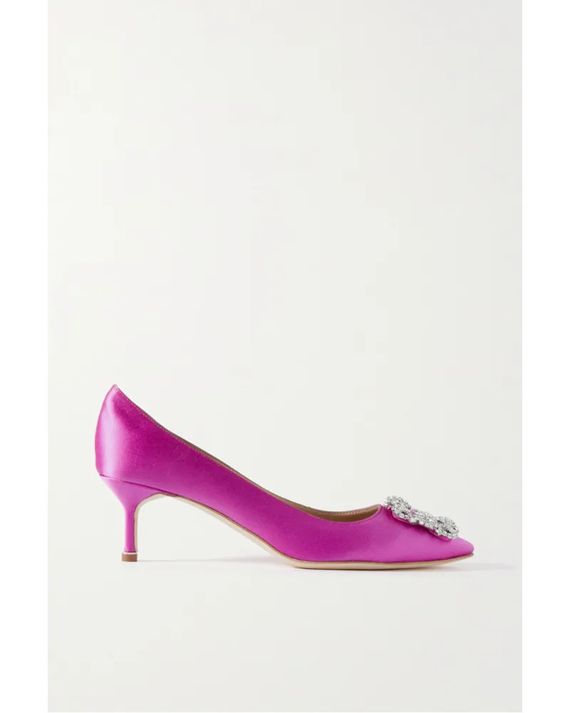 Manolo Blahnik Hangisi 50 Pumps aus Satin mit Verzierung Pink