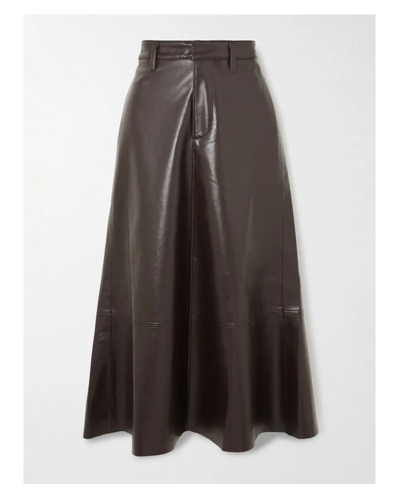 Citizens of humanity Cassia Recycled Leather-blend Midi Skirt - Brown Brown