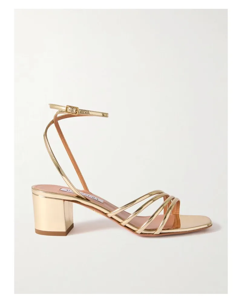 Aquazzura Latour 50 Sandalen Aus Metallic-leder - Gold Gold