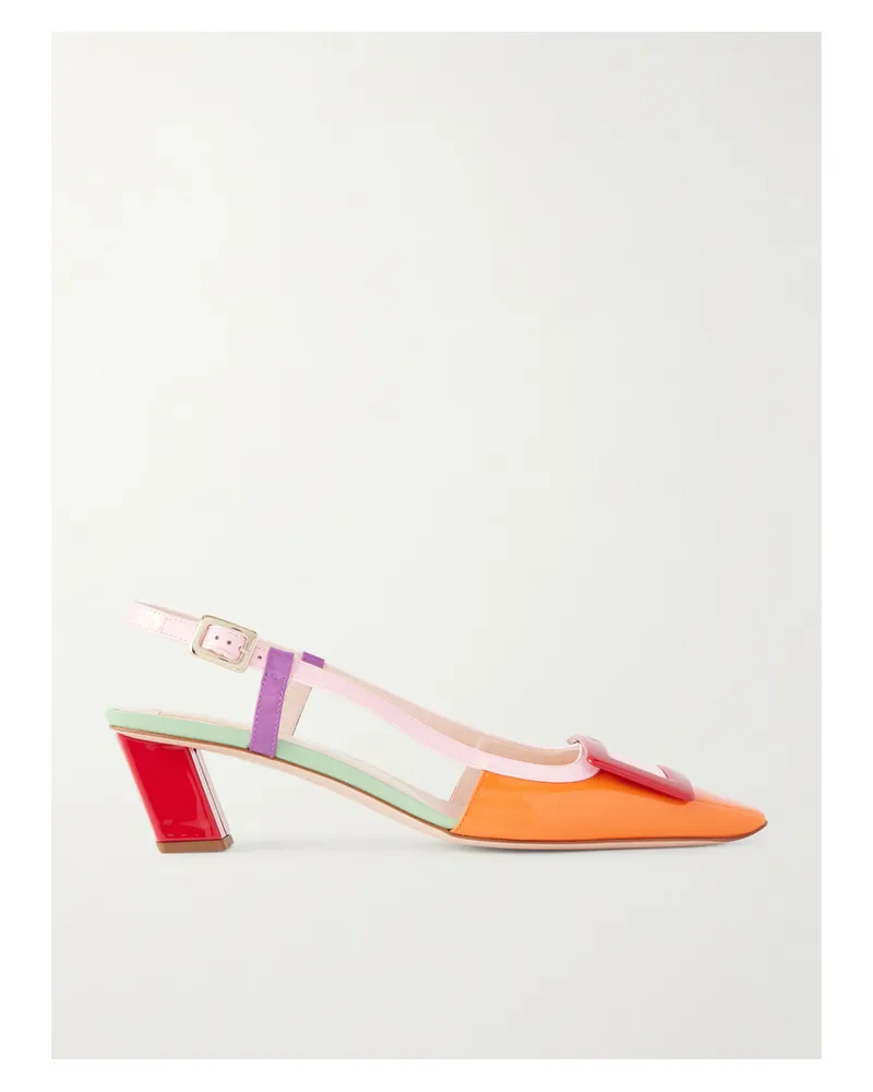 Roger Vivier Belle Vivier 45 Color-block Patent-leather Slingback Pumps - Multi Multi