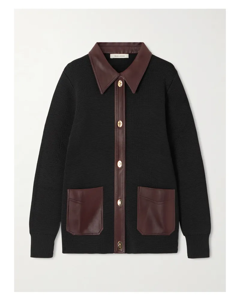 Wales Bonner Cardigan Aus Strick Mit Lederbesätzen - Schwarz Schwarz