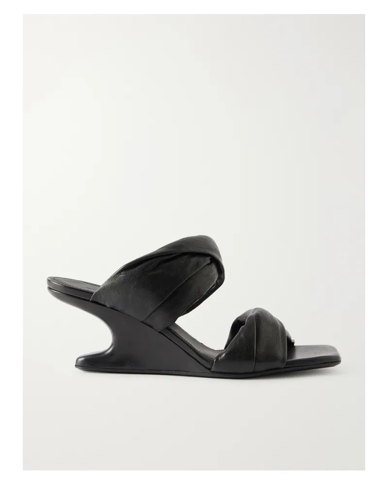 Rick Owens Twisted Cantilever Mules Aus Veloursleder Mit Keilabsatz - Schwarz Schwarz