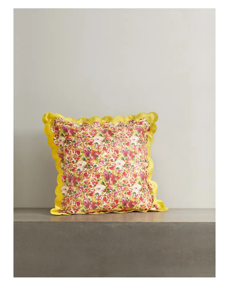 Loretta Caponi Daunenkissen Aus Baumwolle Mit Blumenprint Und Wellenkante - Pink Pink