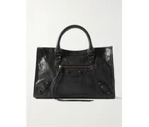Le City Small Embellished Textured-leather Tote - Black