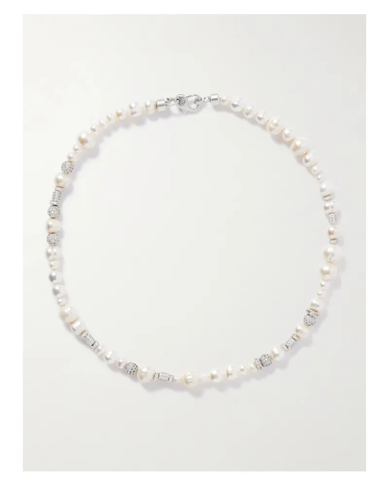 Martha Calvo Rhodes Kette Mit Perlen, Kristallen Und Rhodinierten Details - Weiß Weiß
