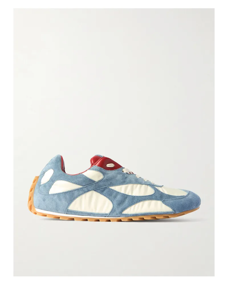 Bottega Veneta Orbit Flash Leather-trimmed Suede And Shell Sneakers - White White