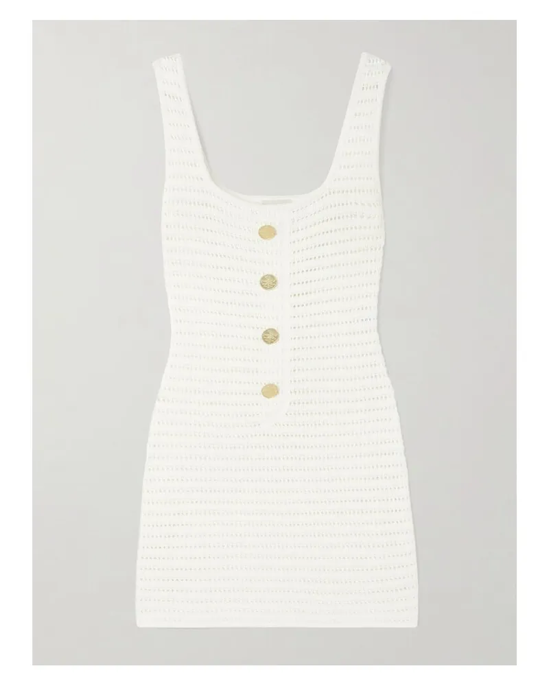 Le Kasha 1918 Siflag Minikleid Aus Pointelle-strick Aus Leinen - Weiß Weiß