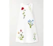 Embroidered Crepe Mini Dress - Neutrals