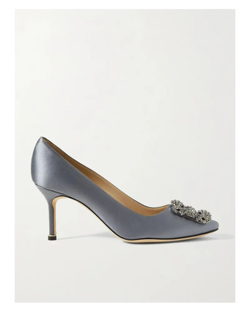 Manolo Blahnik Hangisi 70 Pumps Aus Satin Mit Verzierung - Blau Blau