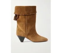 Dalby Ankle Boots Aus Veloursleder Mit Lederbesatz Und Troddeln - Braun