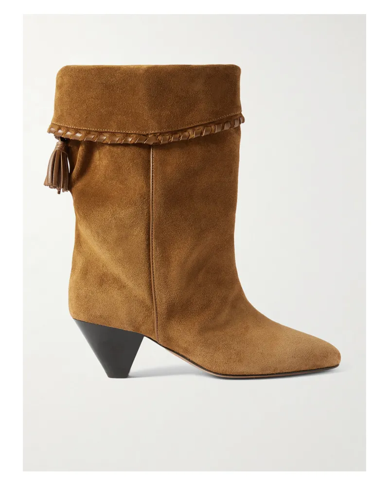 Isabel Marant Dalby Ankle Boots Aus Veloursleder Mit Lederbesatz Und Troddeln - Braun Braun