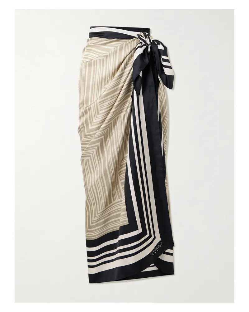 Joseph Nixie Striped Silk Satin-twill Pareo - Neutrals Neutrals