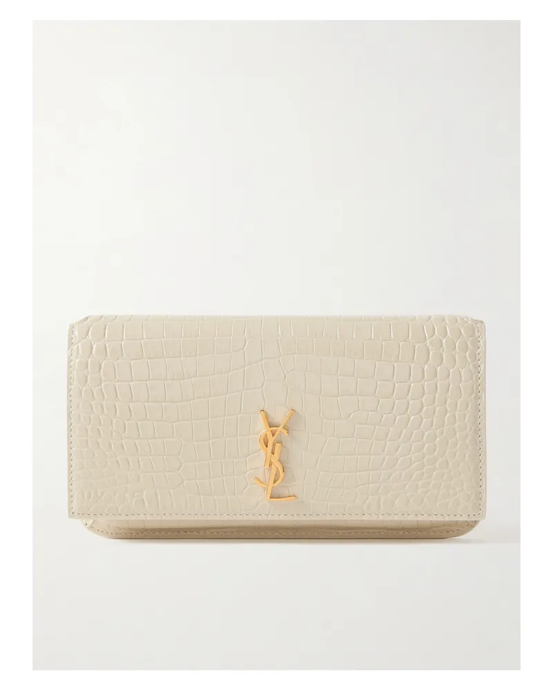 Saint Laurent Smartphone-hülle Aus Leder Mit Krokodileffekt - Creme Creme