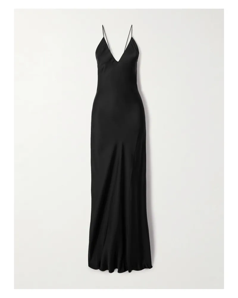 Anine Bing Laurel Robe Aus Satin Aus Einer Seidenmischung - Schwarz Schwarz