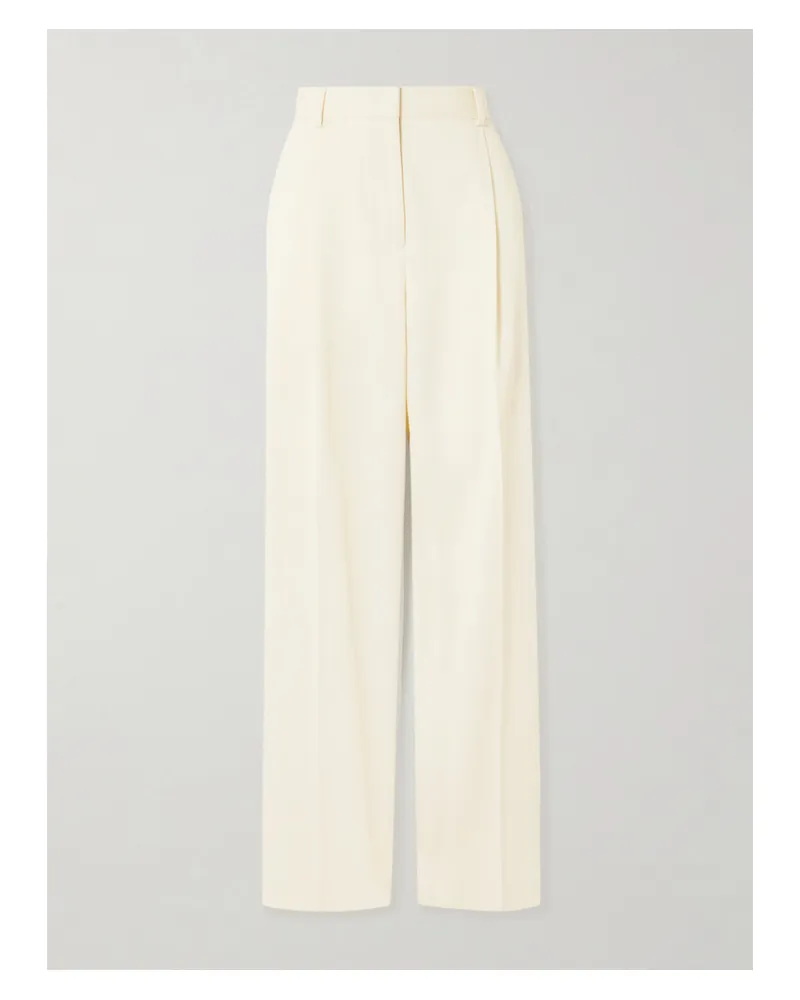 Totême Pleated Twill Wide-leg Pants - Off-white Off-white