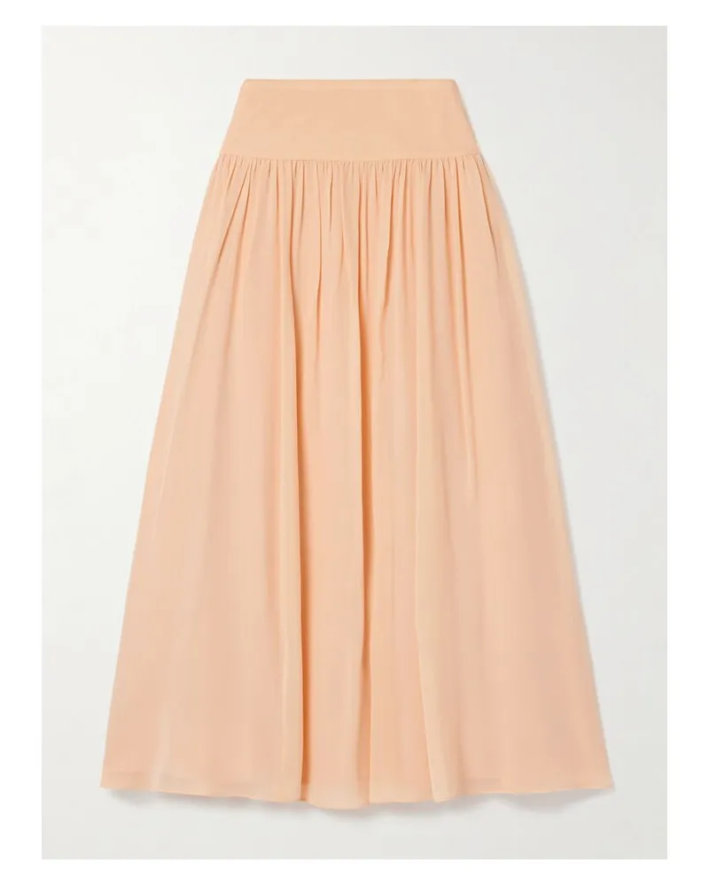 Ulla Johnson Reina Midirock Aus Crêpe De Chine Aus Seide Mit Raffung - Orange Orange