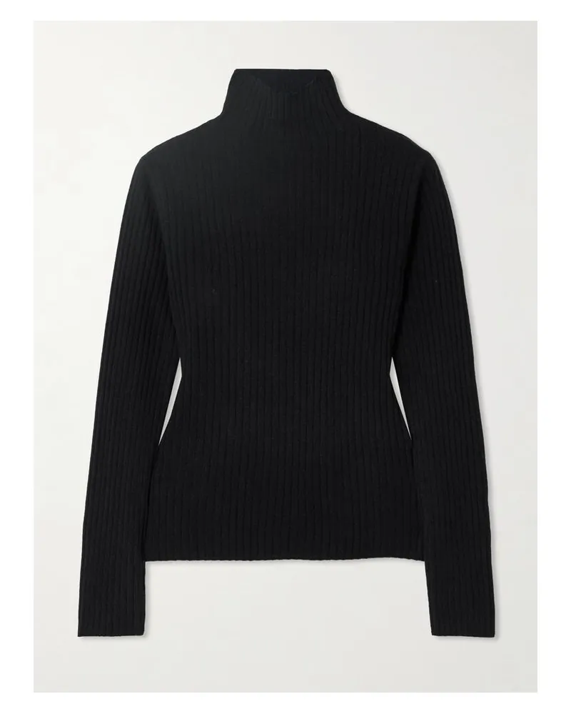 arch4 Ariana Gerippter Kaschmirpullover Mit Stehkragen - Schwarz Schwarz