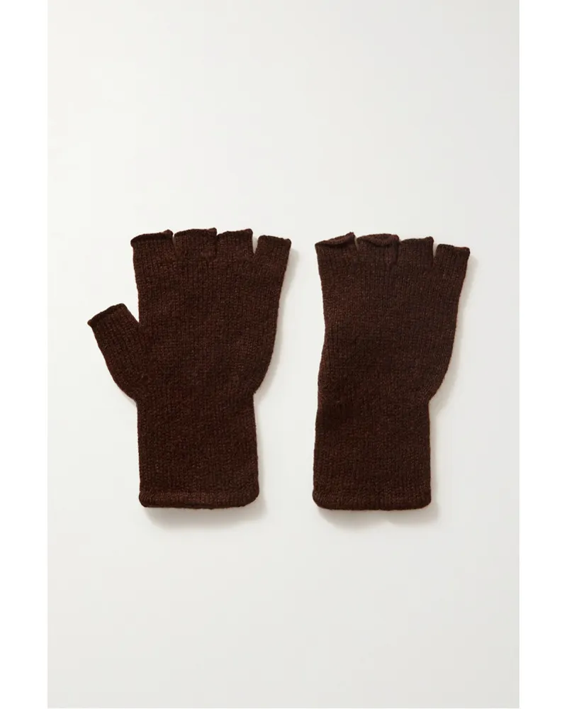 The Elder Statesman Fingerlose Handschuhe aus Kaschmir Braun