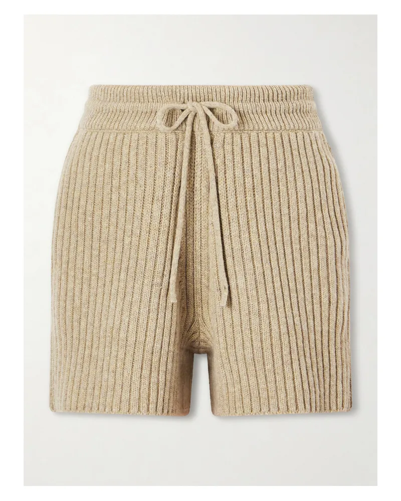 Burberry Ribbed Wool And Cashmere-blend Shorts - Neutrals Neutrals