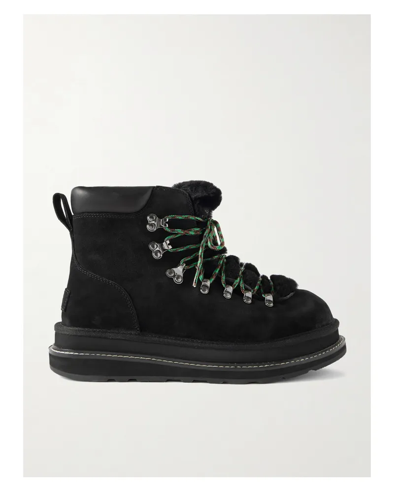UGG Sacai Schnürstiefel Aus Shearling Mit Lederbesatz - Schwarz Schwarz