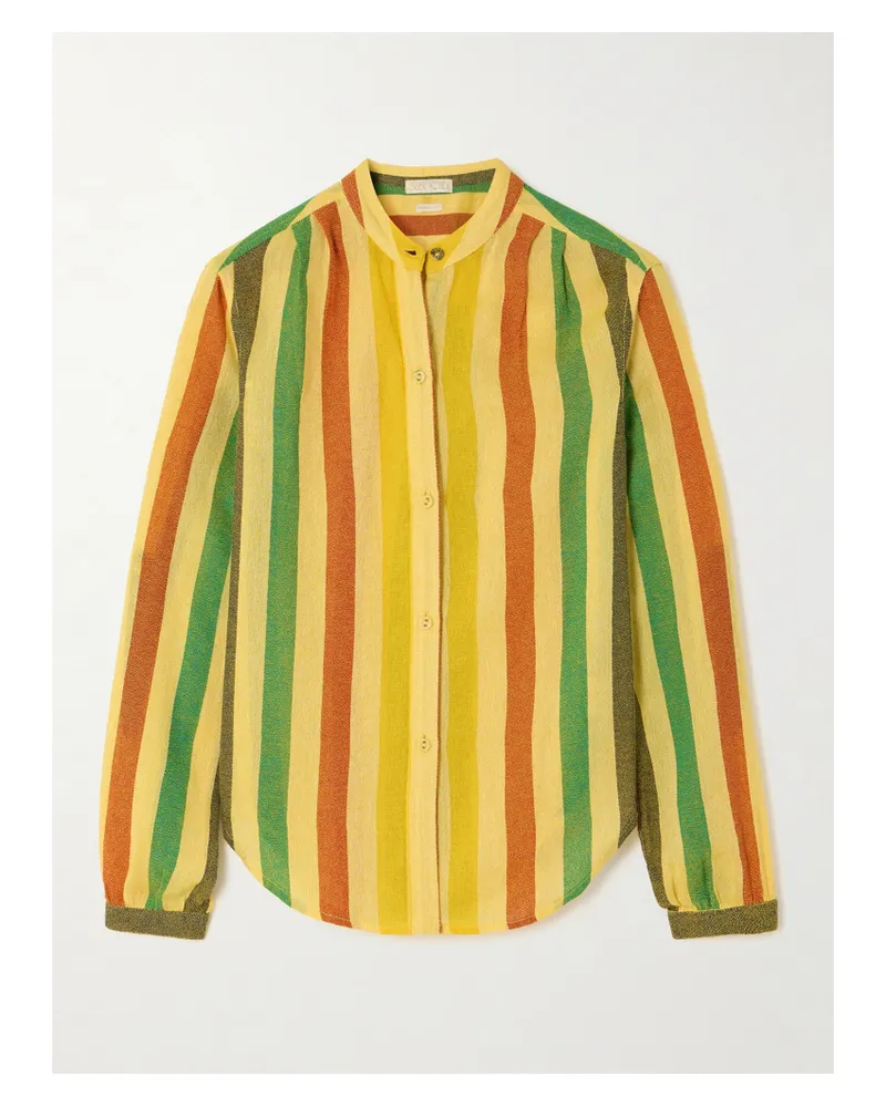 Suzie Kondi Koubi Hemd Aus Gestreifter Baumwollgaze - Gelb Gelb