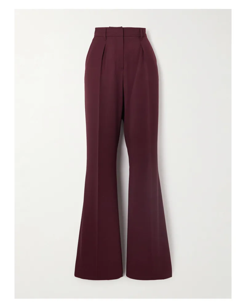 Max Mara Hose Mit Geradem Bein Aus Woll-twill Mit Falten - Burgunder Burgunder