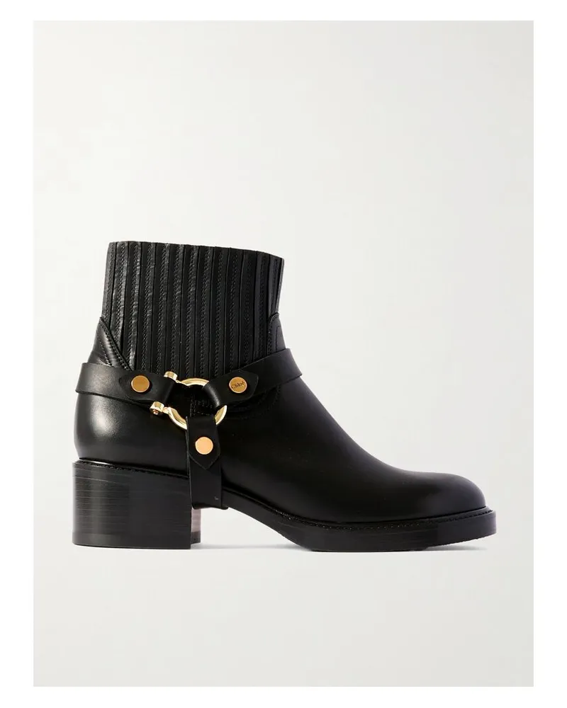 Chloé Dakota Ankle Boots Aus Leder Mit Verzierungen - Schwarz Schwarz