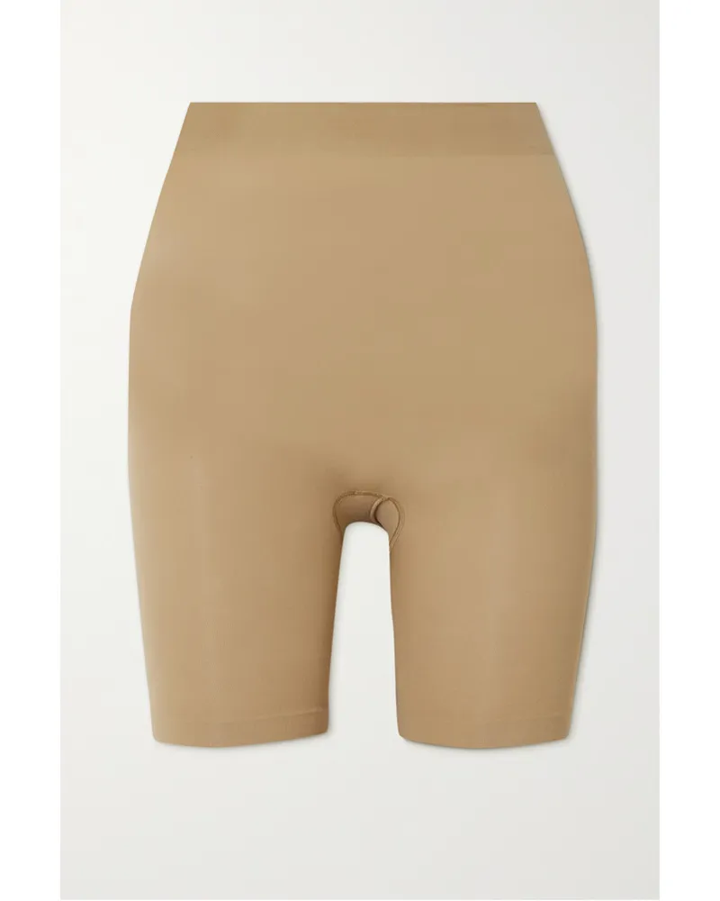 SKIMS Seamless Sculpt Mid Thigh Shorts – Ochre – Shorts- Ochre Neutral